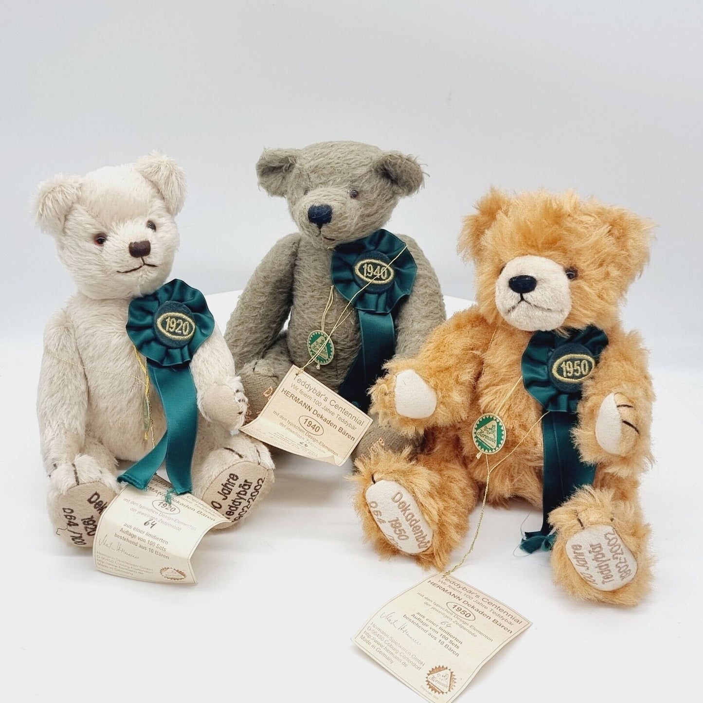 Hermann Set 3 Dekaden Teddybären 1920 + 1940 + 1950 limitiert 100 Stück