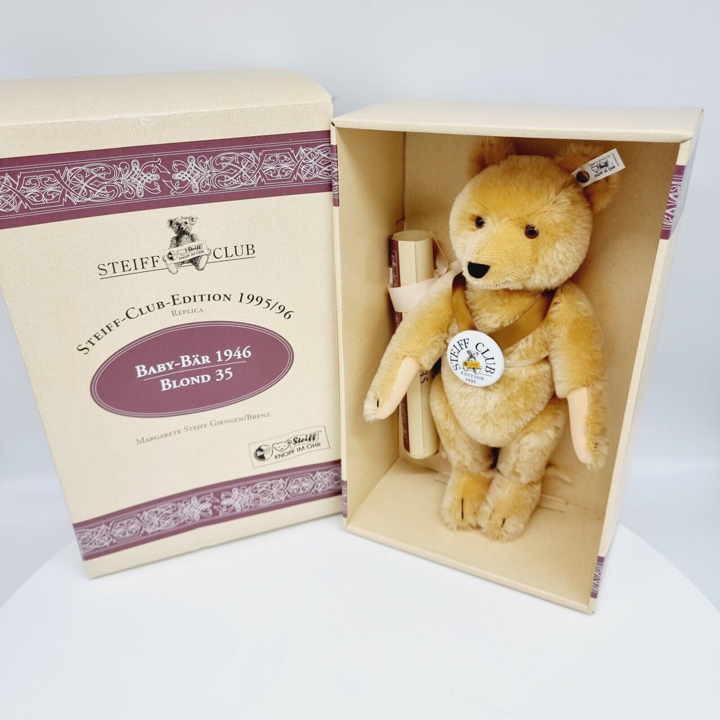 Steiff 420054 Club Edition Baby Bär blond 35cm 1995 limitiert Zertifikat