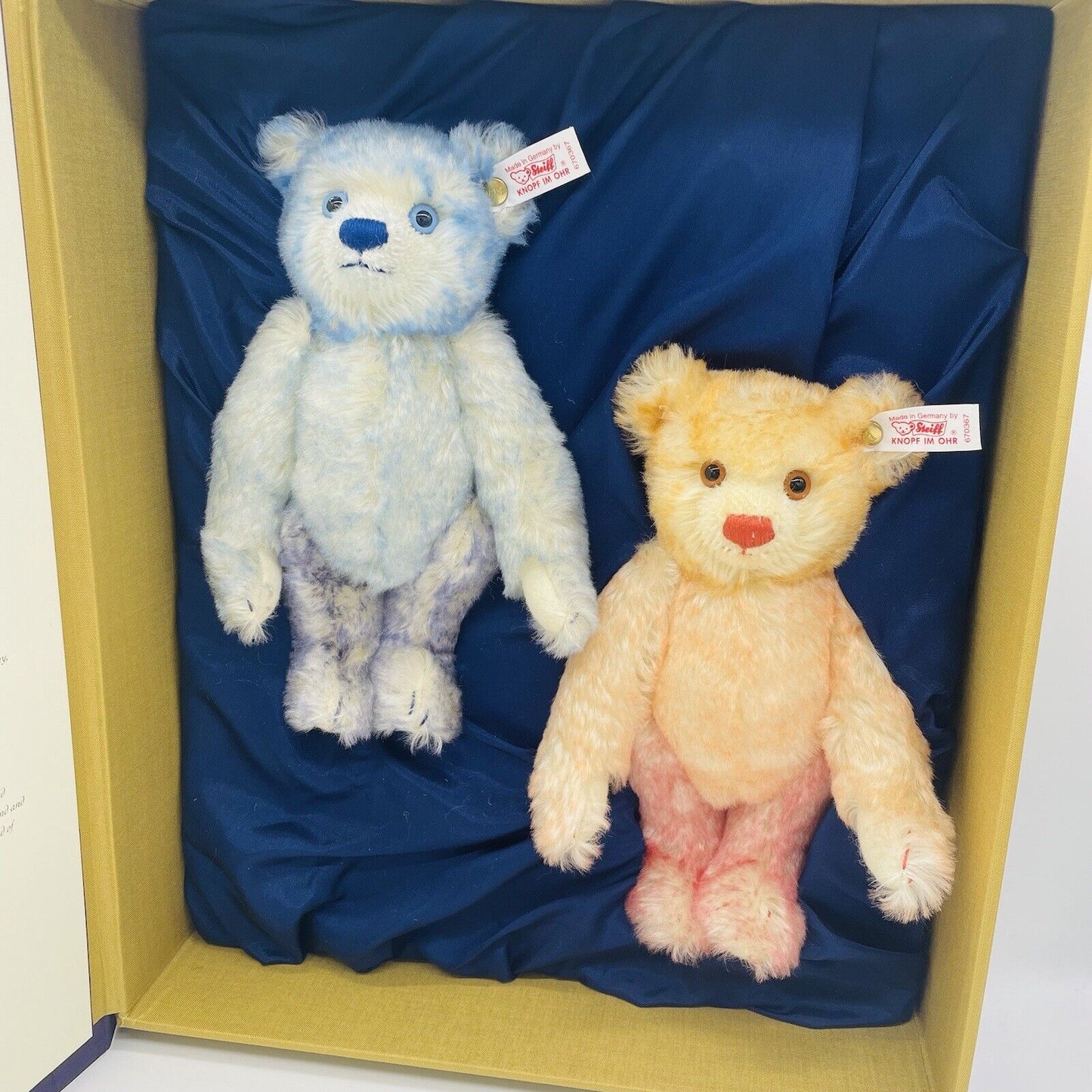 Steiff Teddybären Set Hello 2000 Good-Bye 1999 670367 22cm Mohair