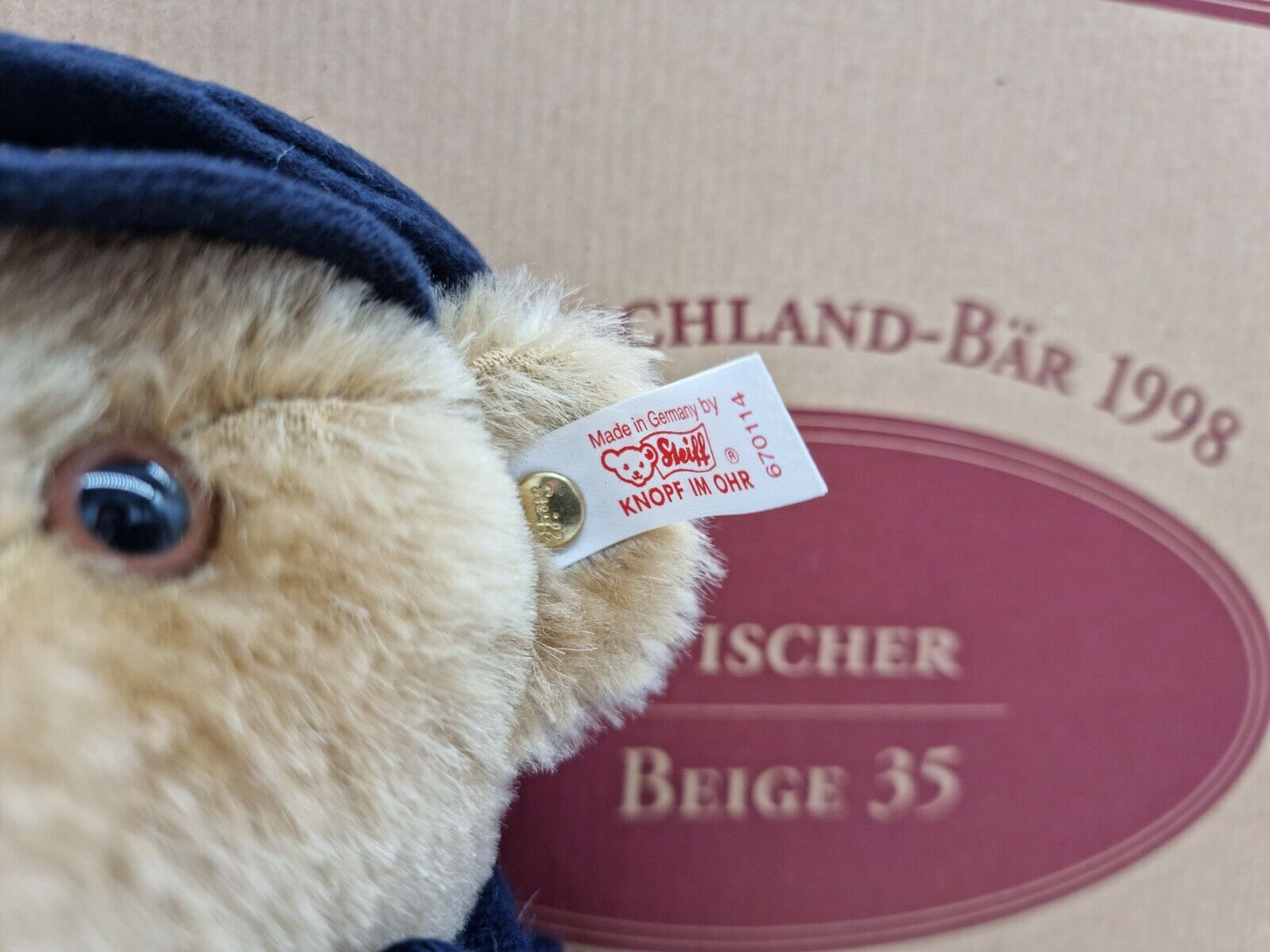 Steiff Teddybär Deutschland-Bär 1998 Fischer 670114 Beige 35 cm limitiert OVP