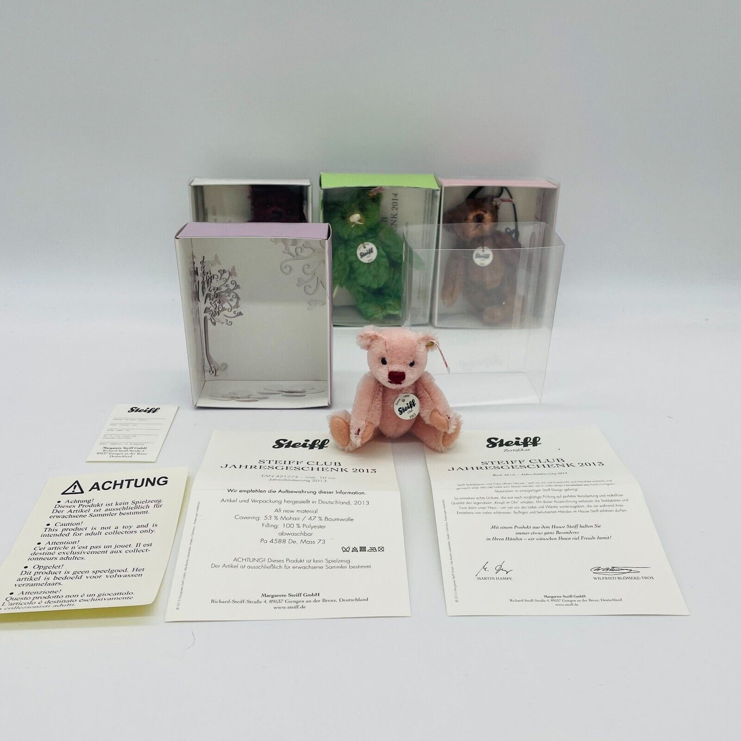 Steiff Clubbären Jahresgeschenke 2012, 2013, 2014, 2015 limitiert Zertifikat OVP