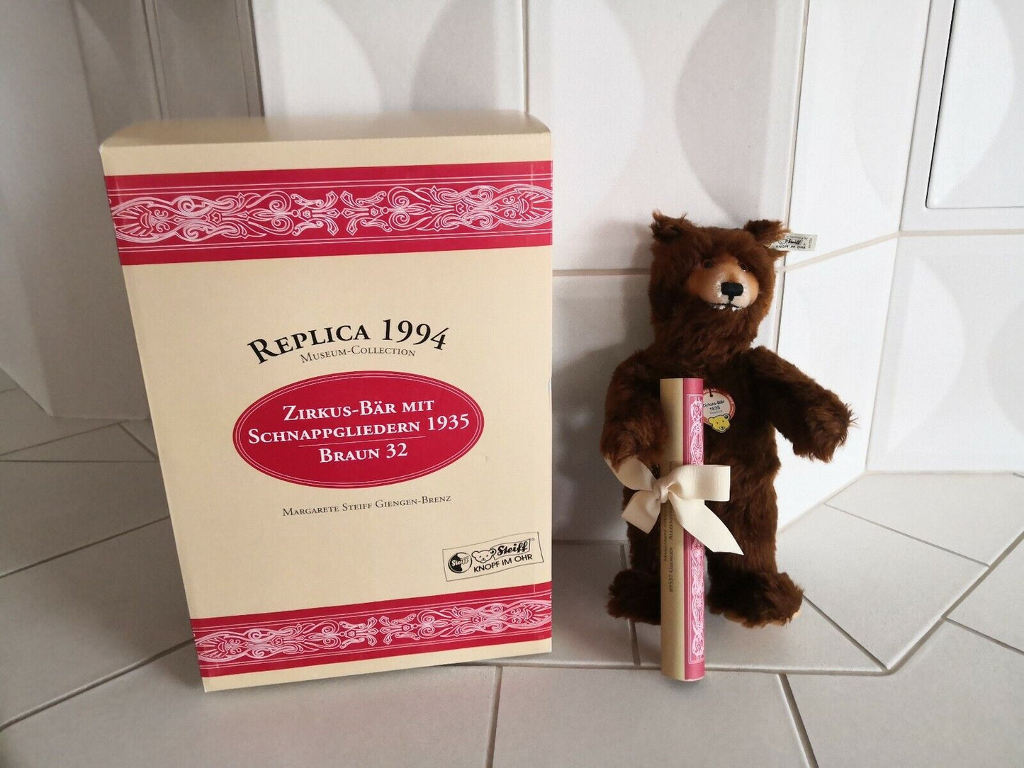 STEIFF Zirkus Bär 1935 Replica Braun 32cm Teddybär Rarität OVP Zertifikat 401534