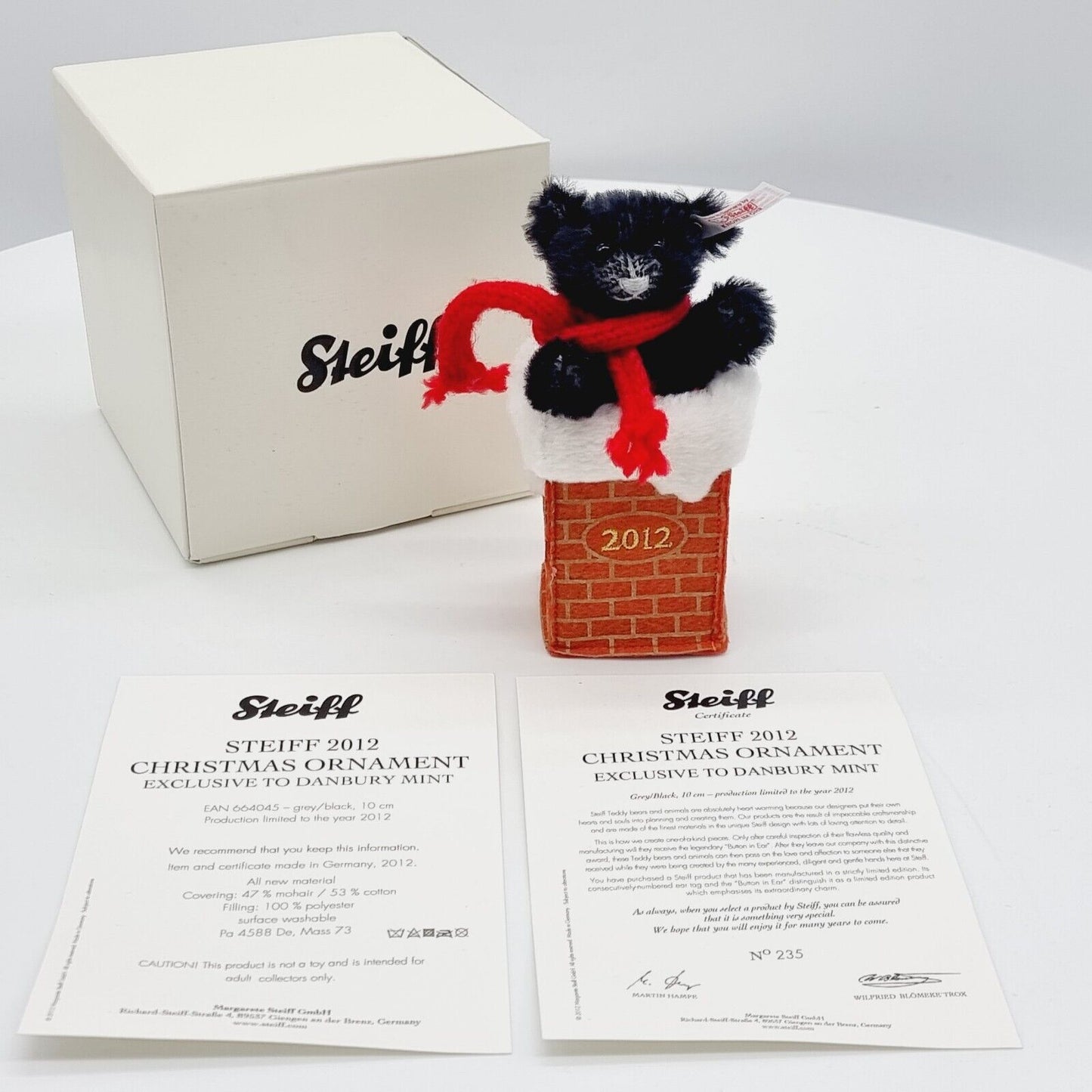 Steiff 664045 Weihnachtsornament 10 cm exklusiv für Danbury Mint 2012
