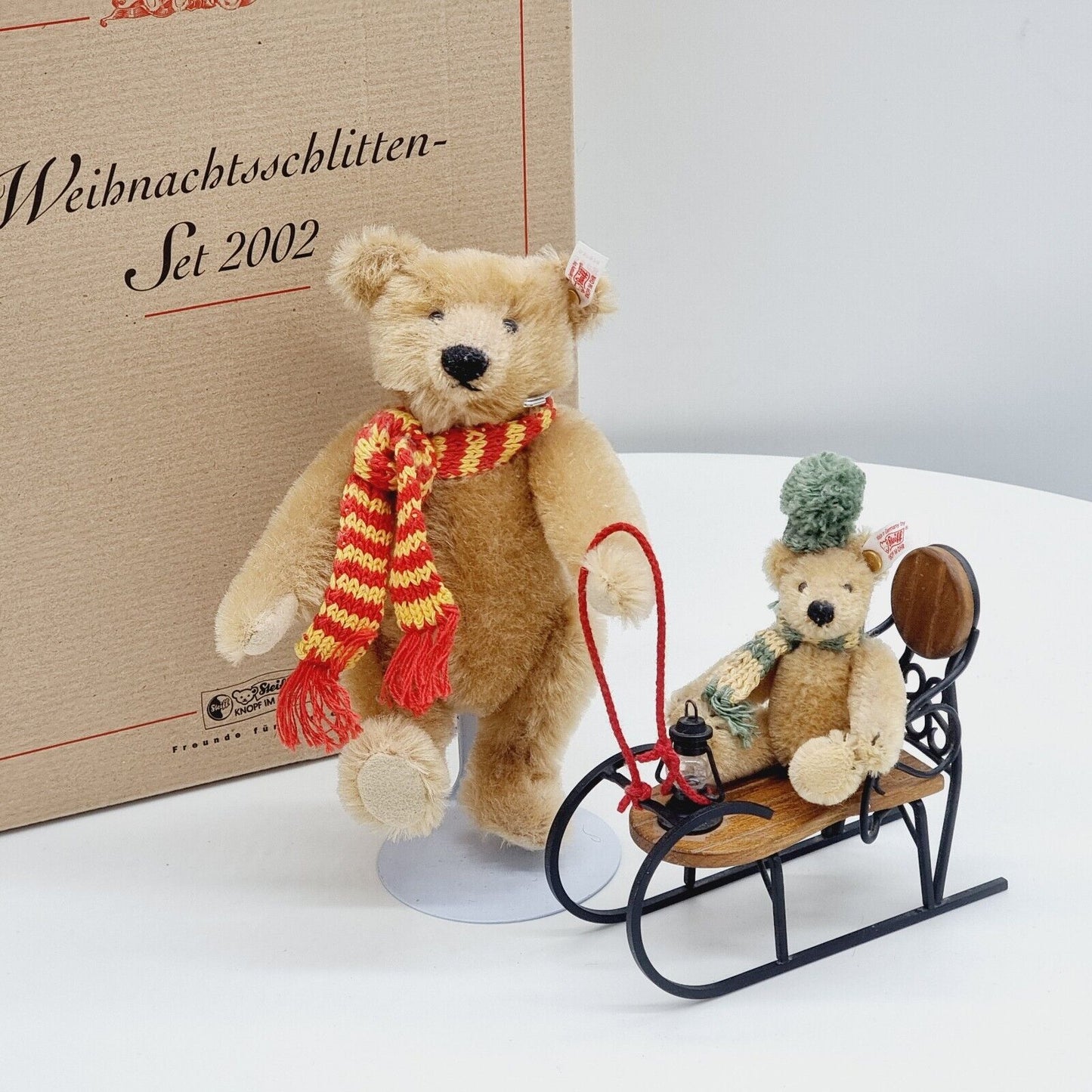 Steiff Weihnachtsschlitten Set 2002 037979 limitiert 3000 aus 2002 16cm