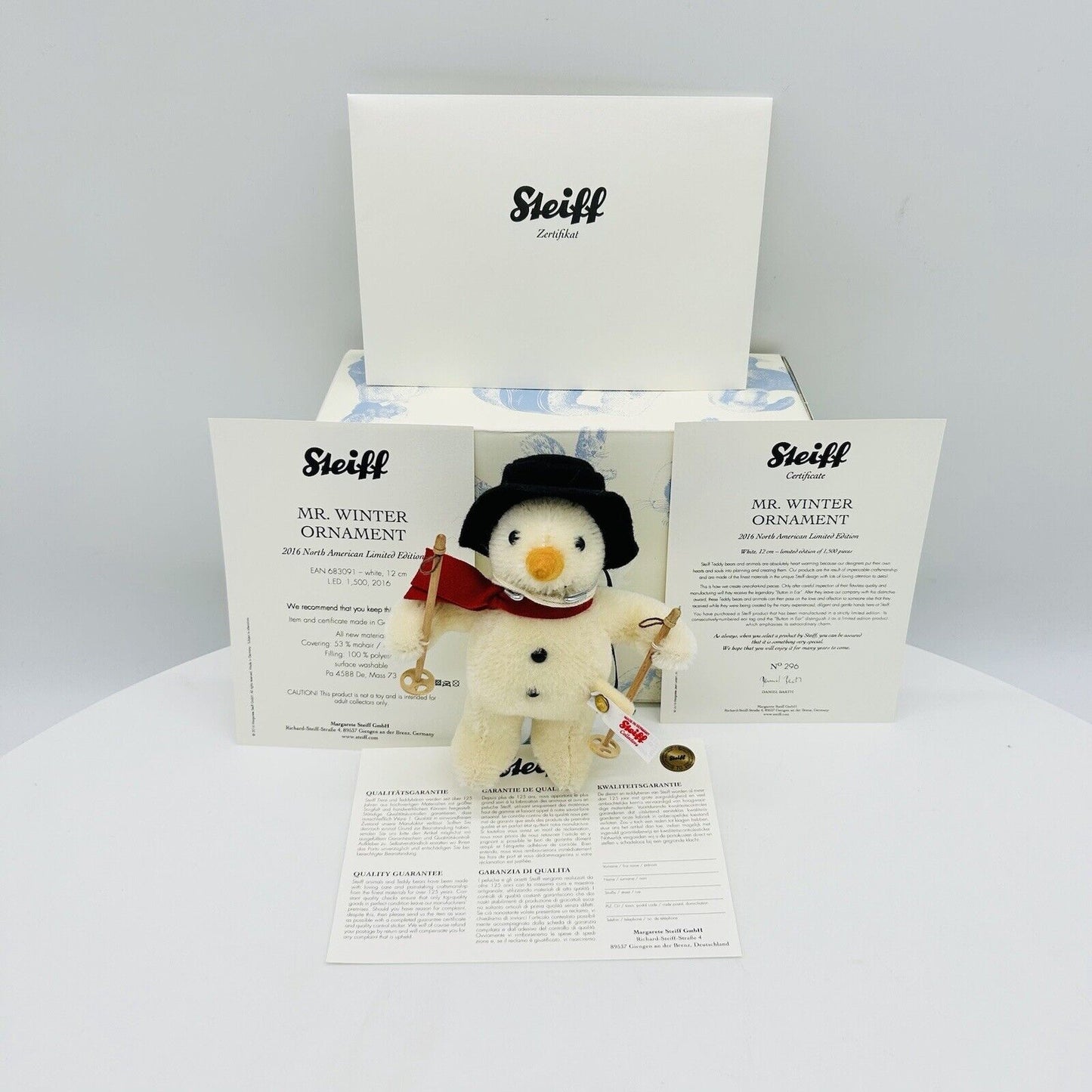 Steiff 683091 Ornament Schneemann Mr. Winter North America limitiert 1500 12 cm