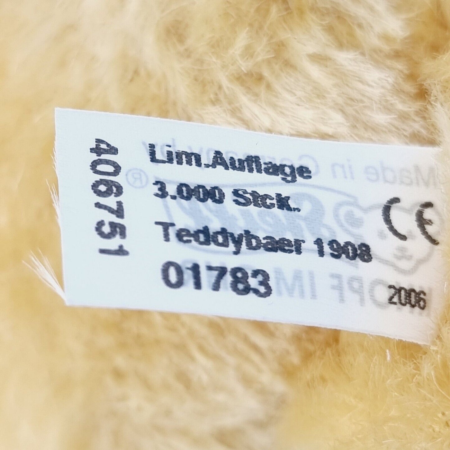 Steiff 406751 Teddybär 1908 gelb 35 cm limitiert 3000 Exemplare Jahr 2006