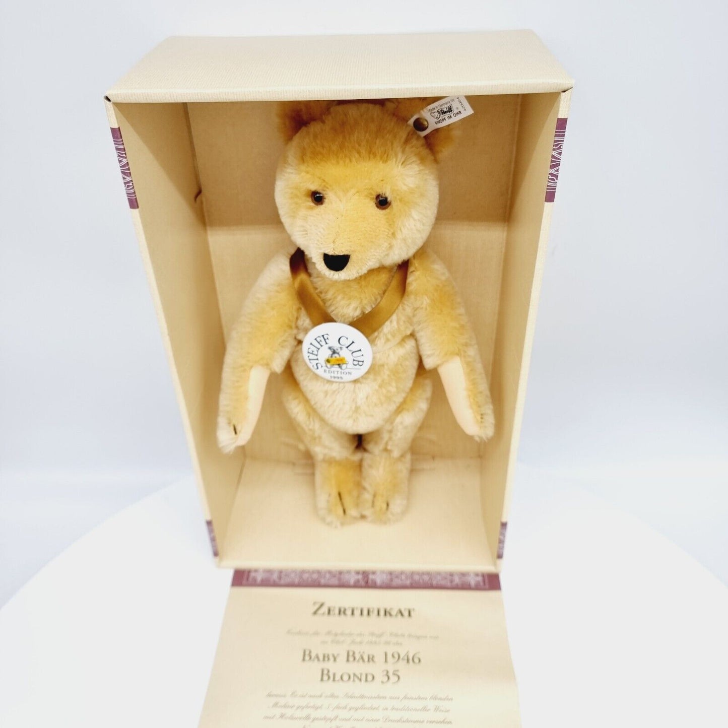 Steiff 420054 Club Edition Baby Bär blond 35cm 1995 limitiert Zertifikat