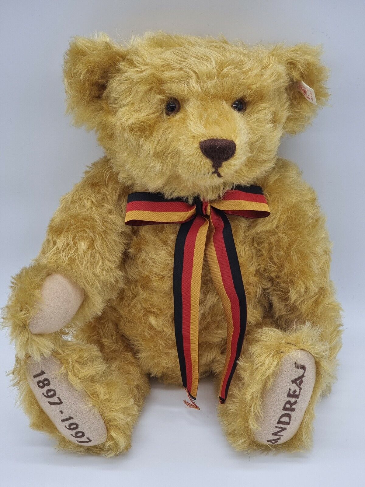 Steiff Teddybär Andreas 40 cm 655302 Zertifikat 1997 OVP Mohair Brummstimme