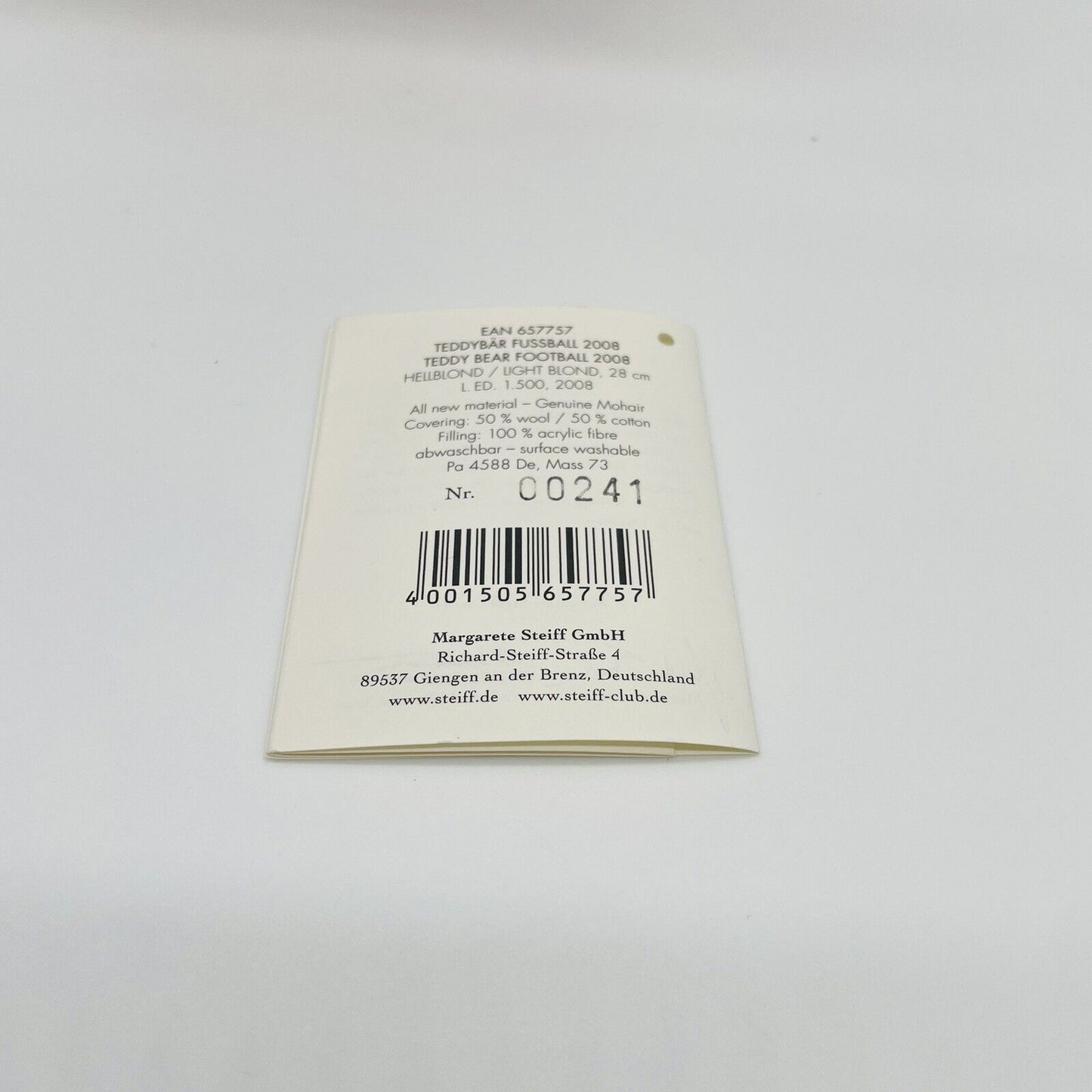 Steiff Teddybär Fußballer 2008 657757 Österreich und Schweiz limitiert 1500 28cm