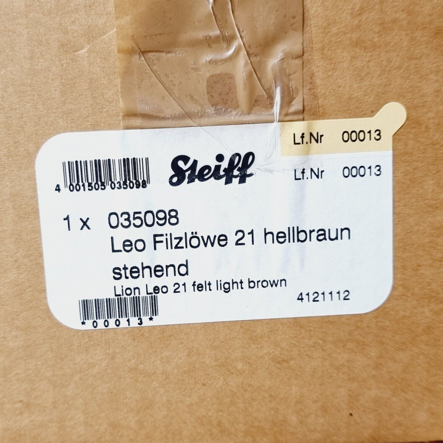 Steiff Löwe LEO Filzlöwe 21 cm groß hellbraun stehend 035098 limitierte Auflage