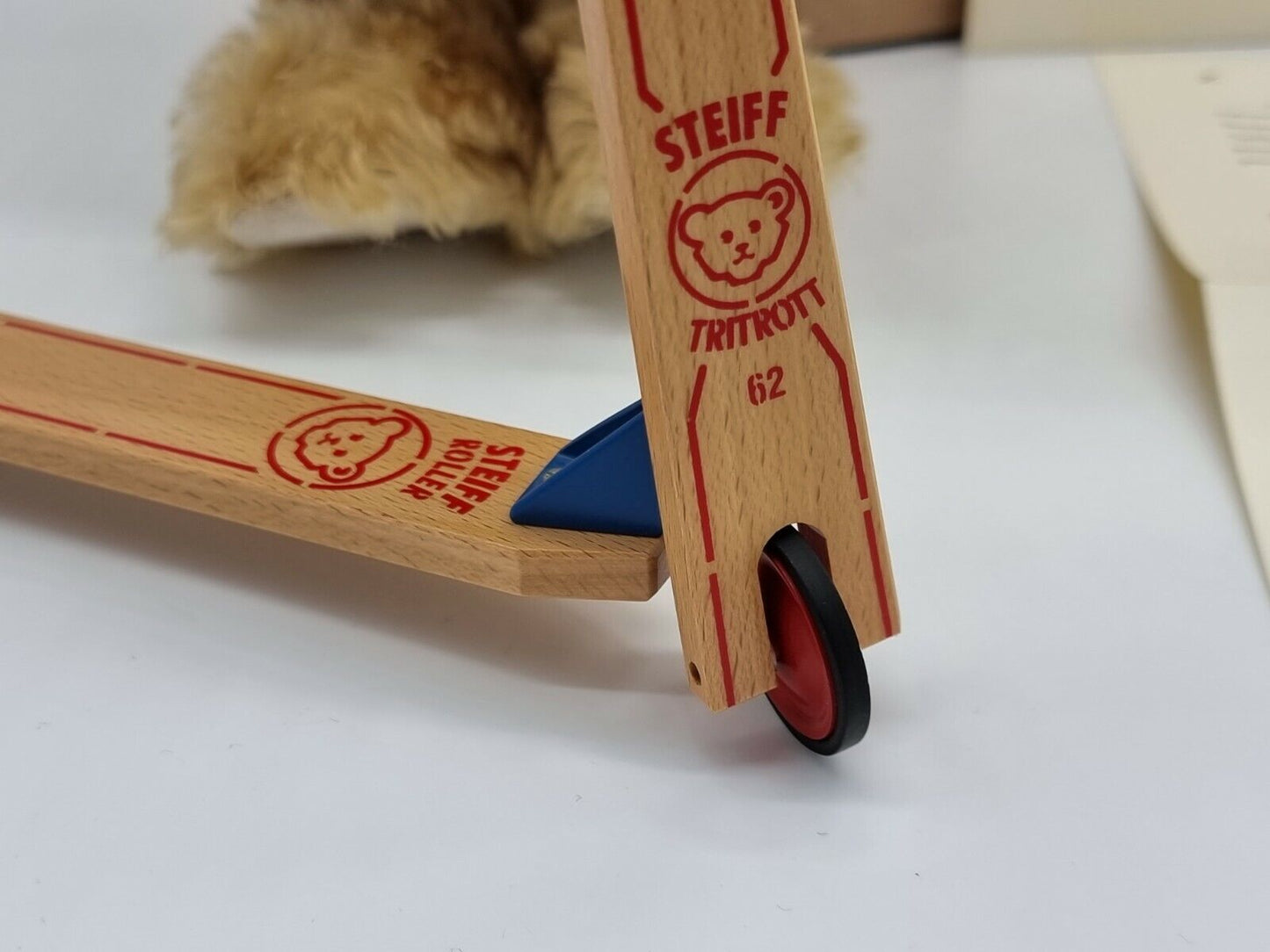 Steiff Teddybär mit Holzroller 671142 limitiert Zertifikat OVP Mohair Sammler