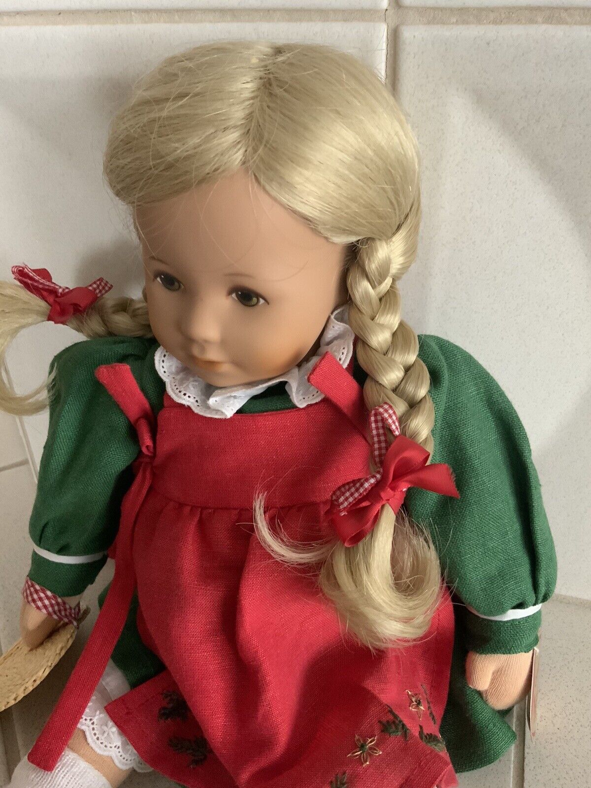 Käthe Kruse Puppe Glückskind mit Herz aus Stroh 37 cm - Rarität für Sammler