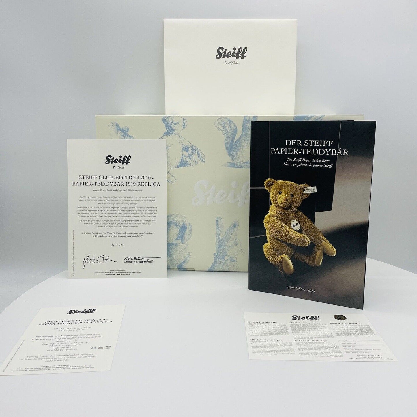 Steiff Club Edition 2010 Papierteddybär 1919 Replica 421099 limitiert 3000 32cm