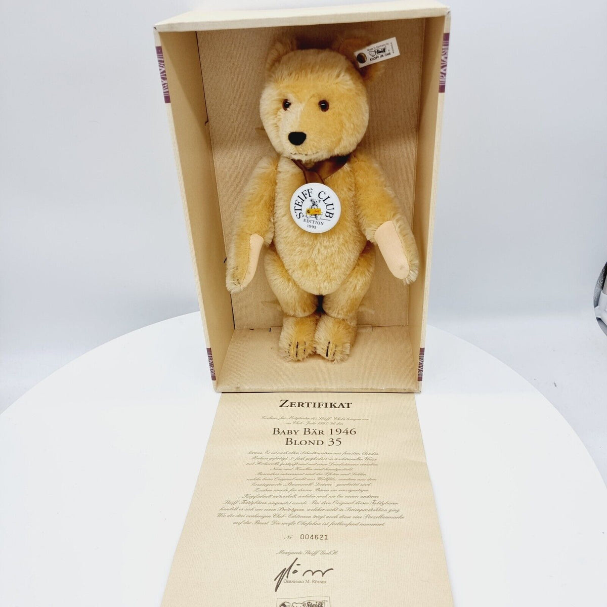 Steiff 420054 Club Edition Baby Bär blond 35cm 1995 limitiert Zertifikat