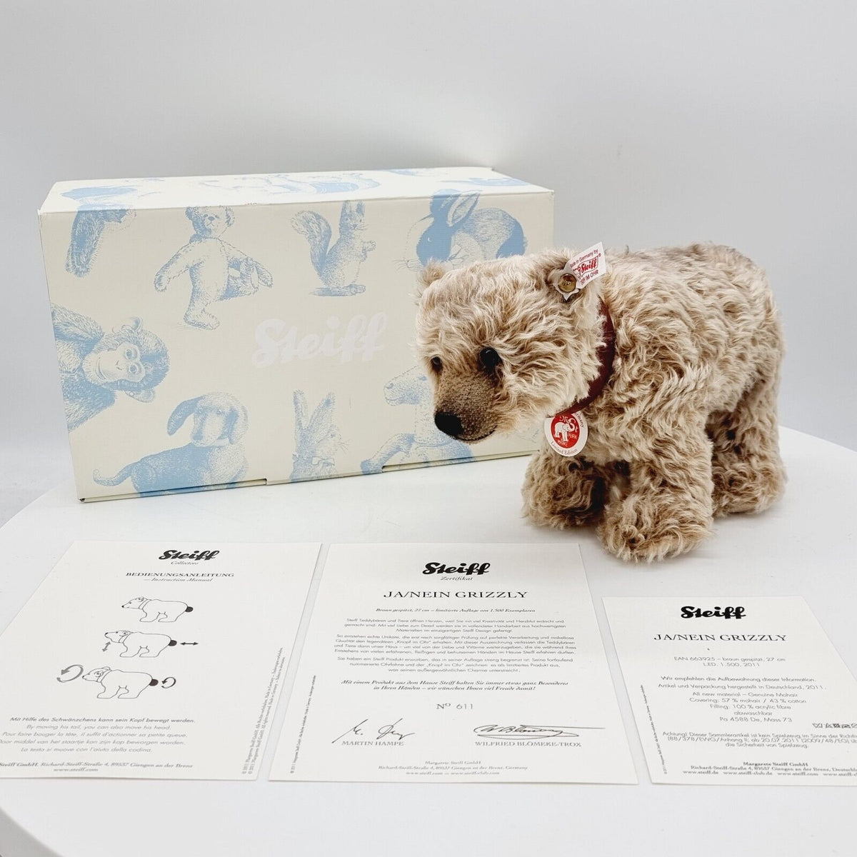 Steiff 663925 Grizzly Teddybär 27 cm braun gespitzt limitiert 1500 Jahr 2011