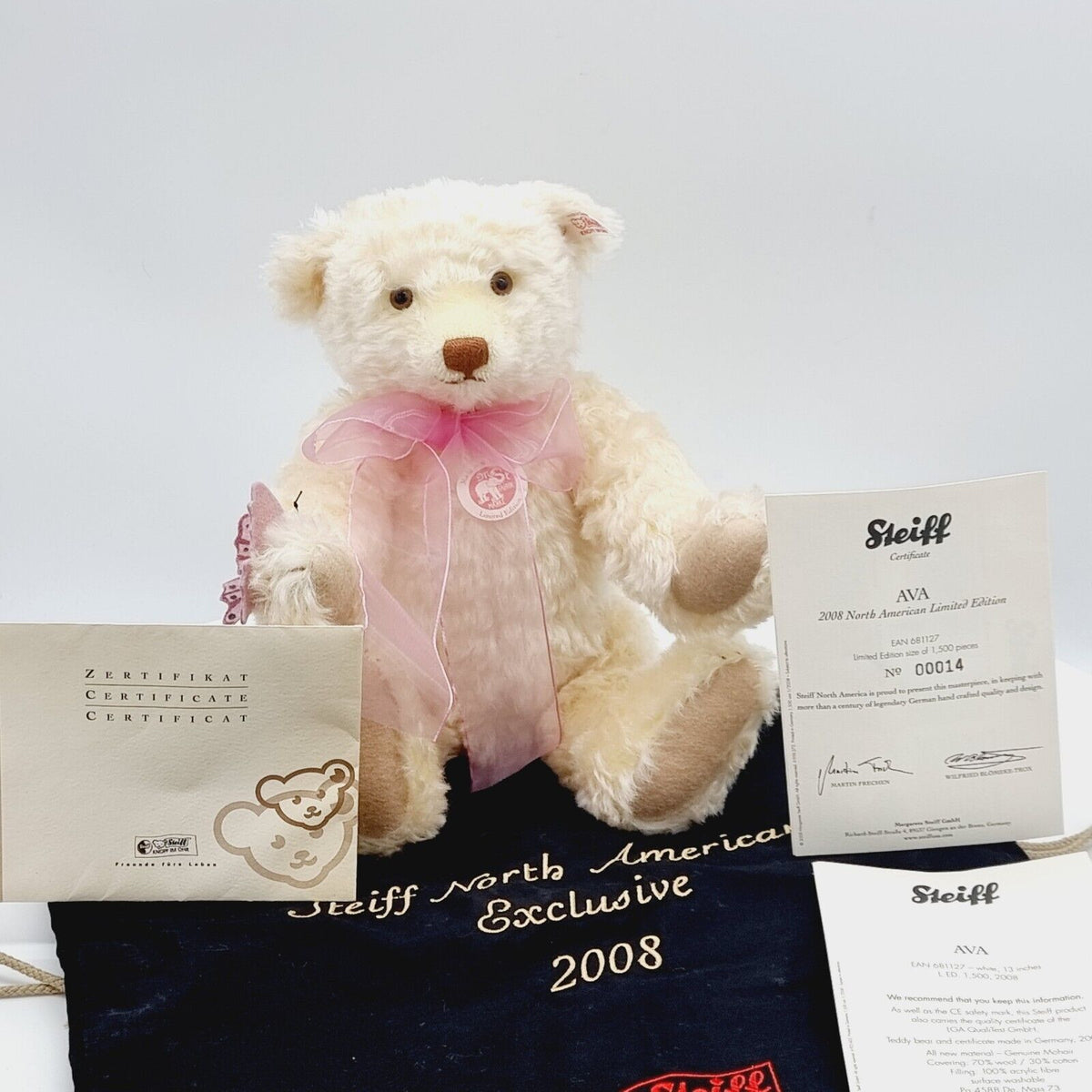 Steiff 681127 Teddybär Ava limitiert 1500 North America aus 2008 33 cm Mohair