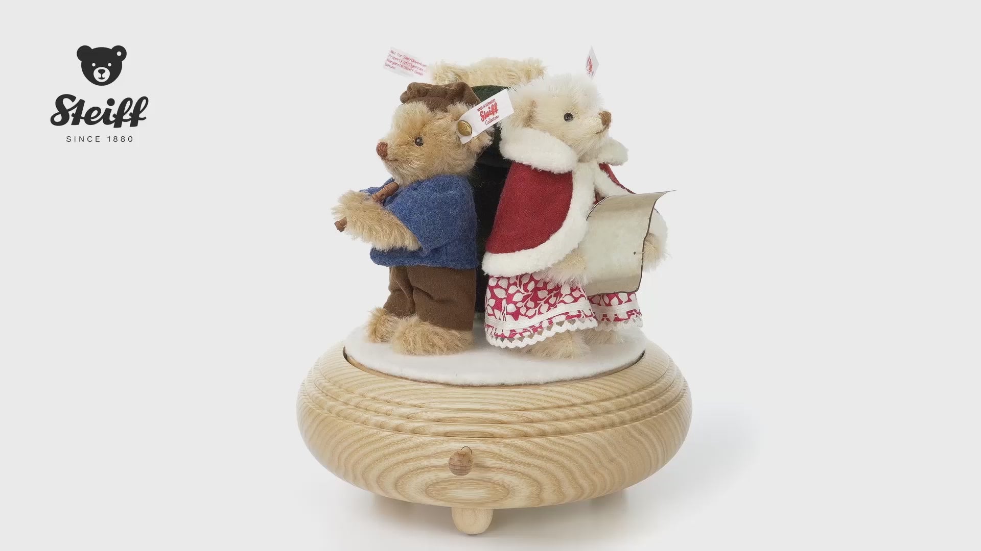 Steiff 007552 Weihnachtssänger Teddybären-Set auf Musikbox
