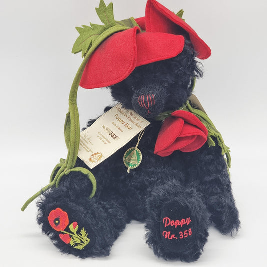 Hermann Coburg Teddybär Poppy Bear Mohnblume limitiert 500 35 cm Mohair