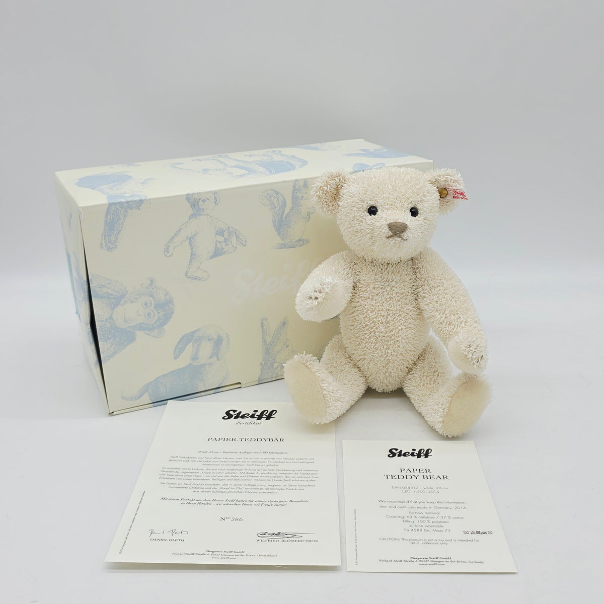 Steiff 034312 Papierteddybär limitiert 1500 aus 2014 28 cm Papierplüsch
