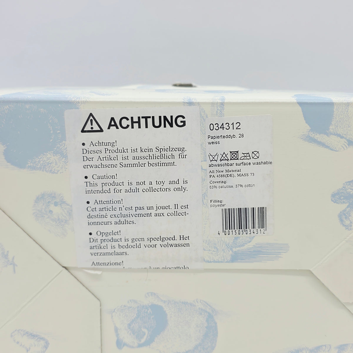 Steiff 034312 Papierteddybär limitiert 1500 aus 2014 28 cm Papierplüsch