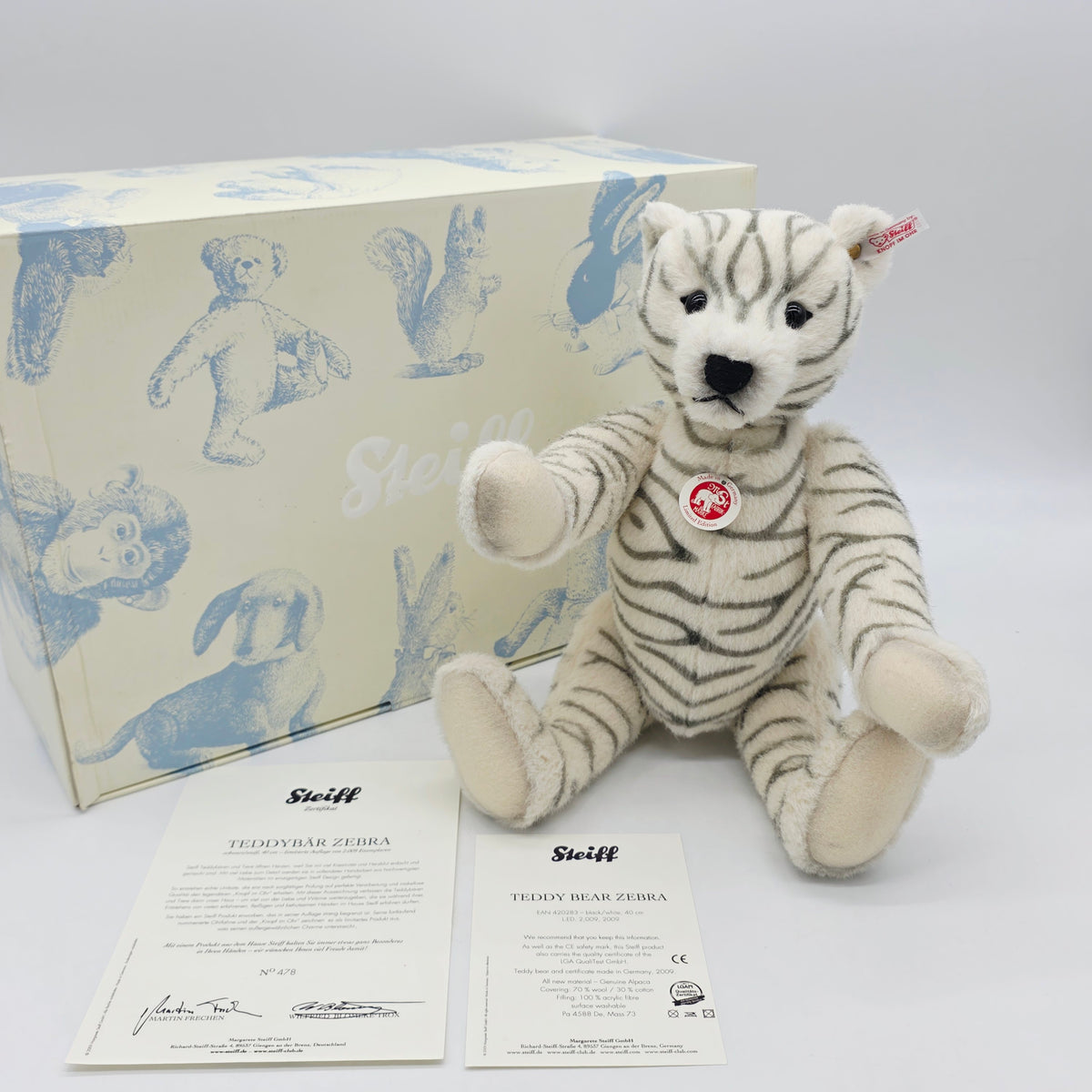Steiff 420283 Teddybär Zebra 40 cm limitiert Jahr 2009
