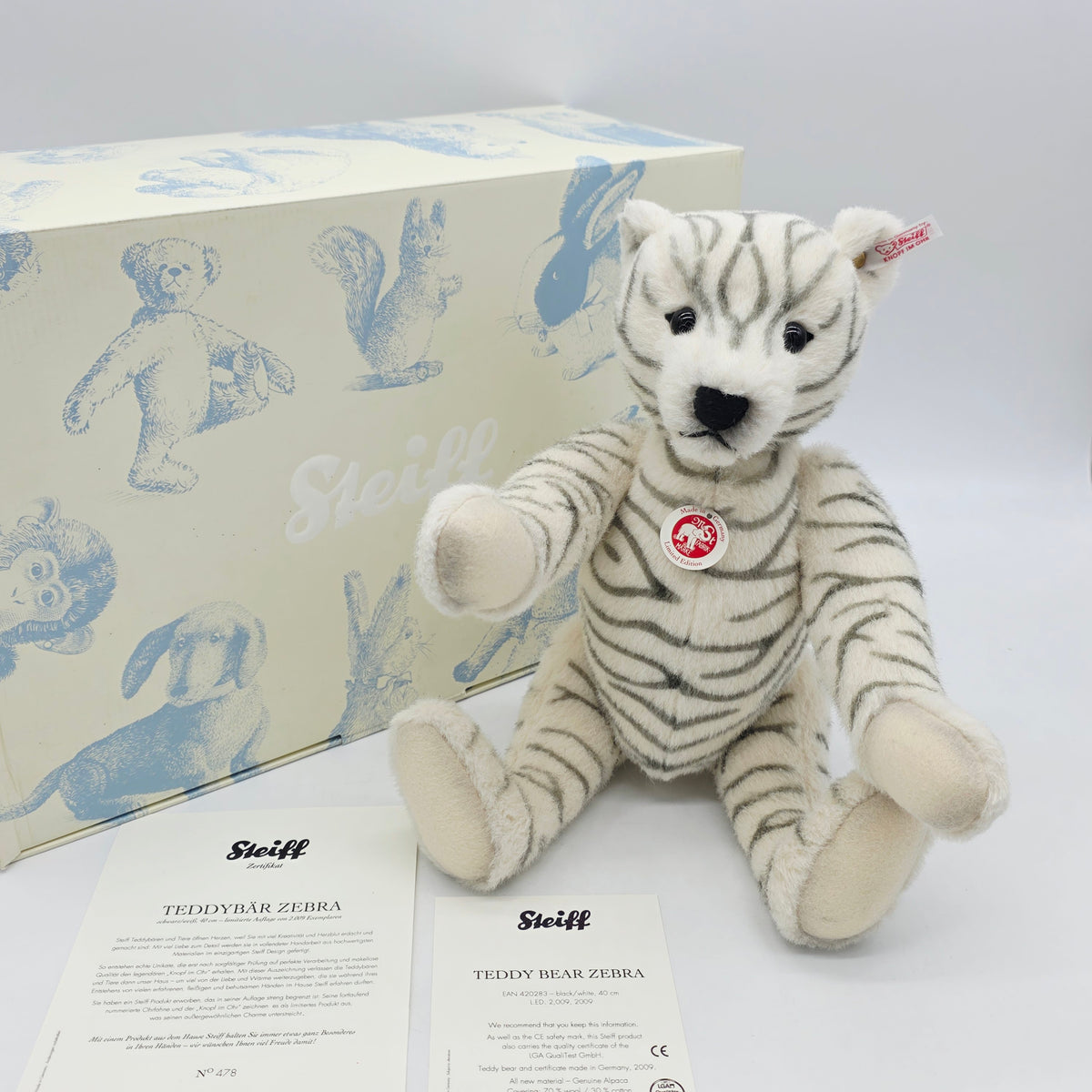 Steiff 420283 Teddybär Zebra 40 cm limitiert Jahr 2009