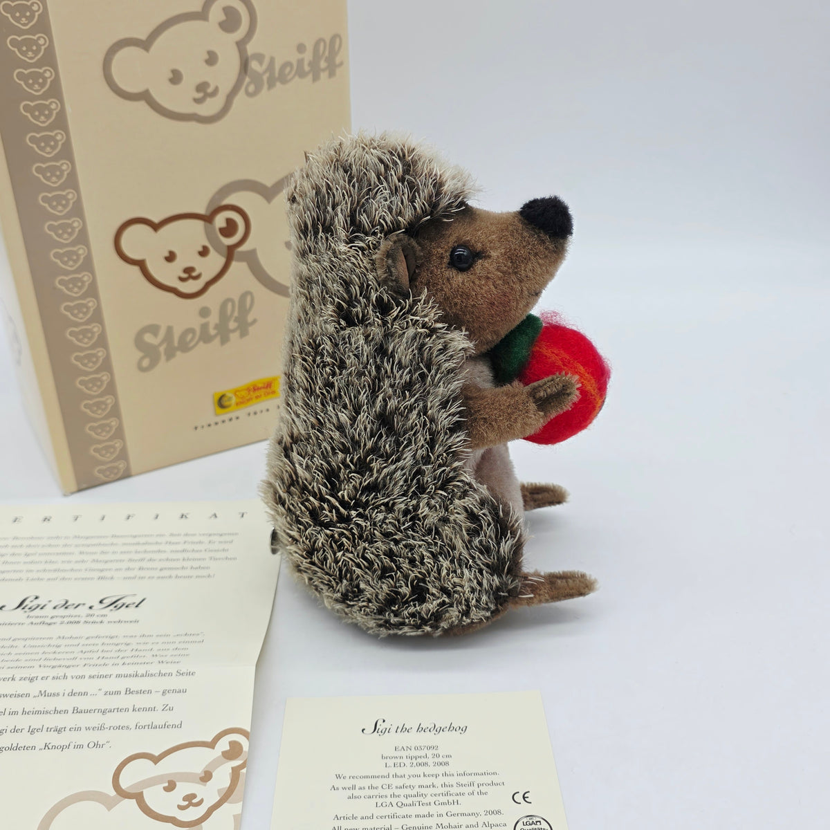 Steiff 037092 Sigi der Igel 20 cm brau Jahr 2008