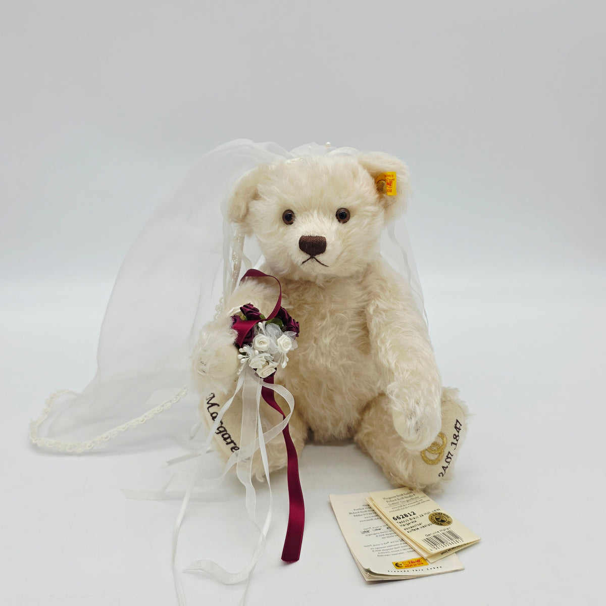 Steiff 662812 Braut Teddybär Margarete mit Schleier blond Mohair