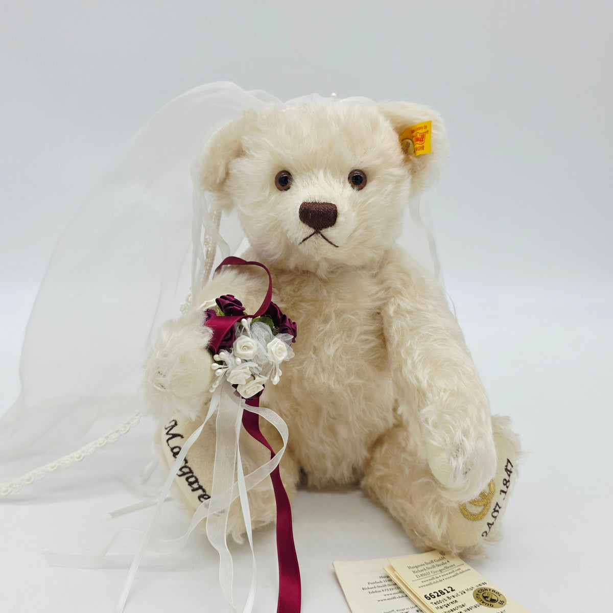 Steiff 662812 Braut Teddybär Margarete mit Schleier blond Mohair
