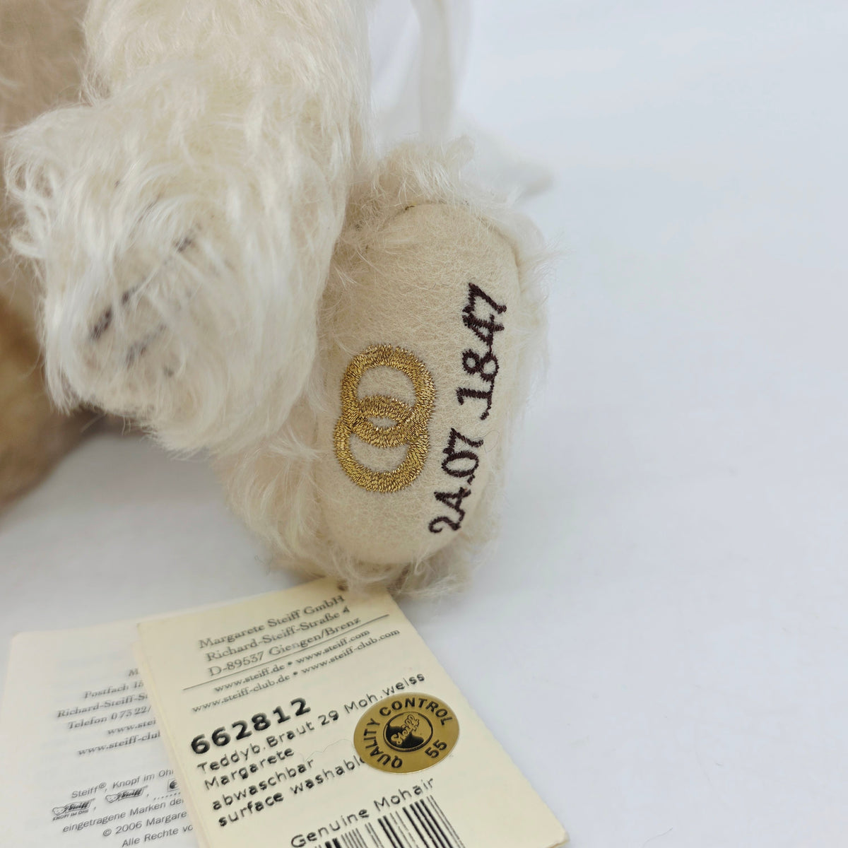 Steiff 662812 Braut Teddybär Margarete mit Schleier blond Mohair