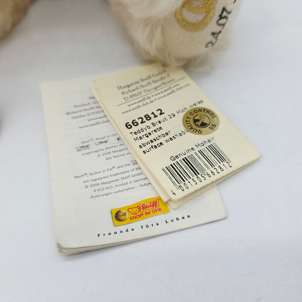 Steiff 662812 Braut Teddybär Margarete mit Schleier blond Mohair