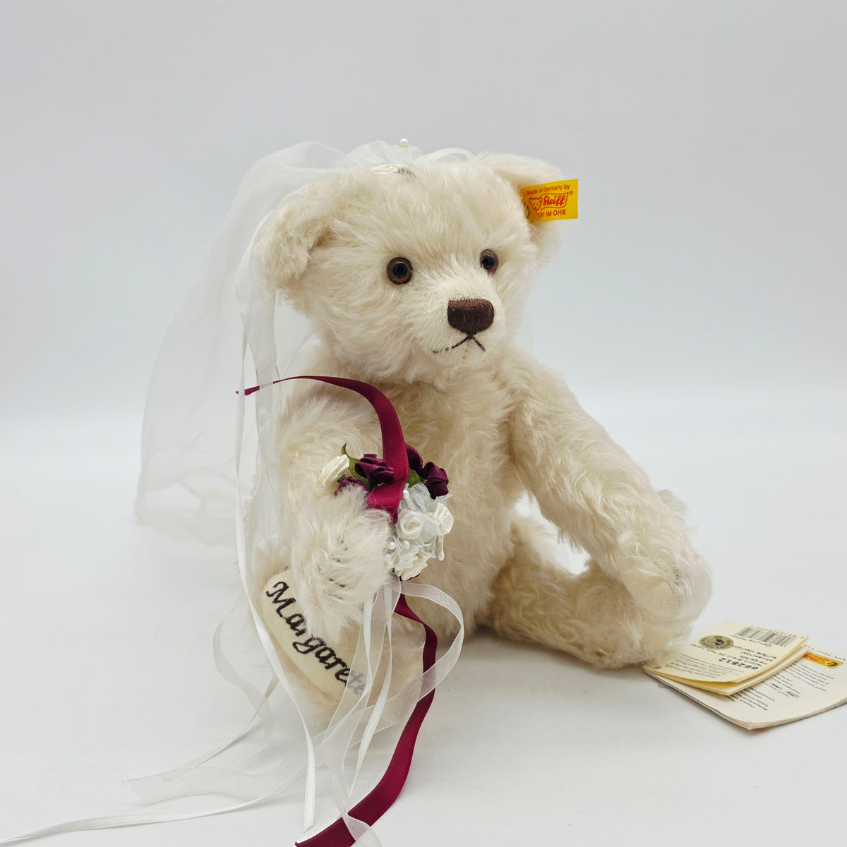 Steiff 662812 Braut Teddybär Margarete mit Schleier blond Mohair