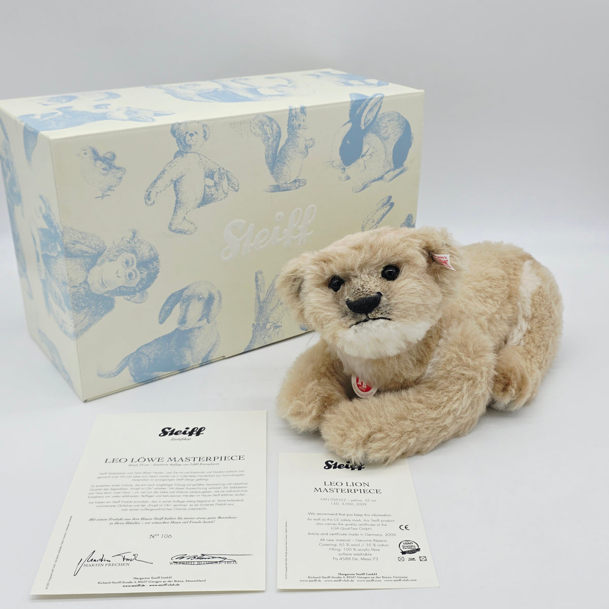 Steiff 036552 Leo Löwe Masterpiece blond 35 cm 2009 limitiert 3000 Exemplare