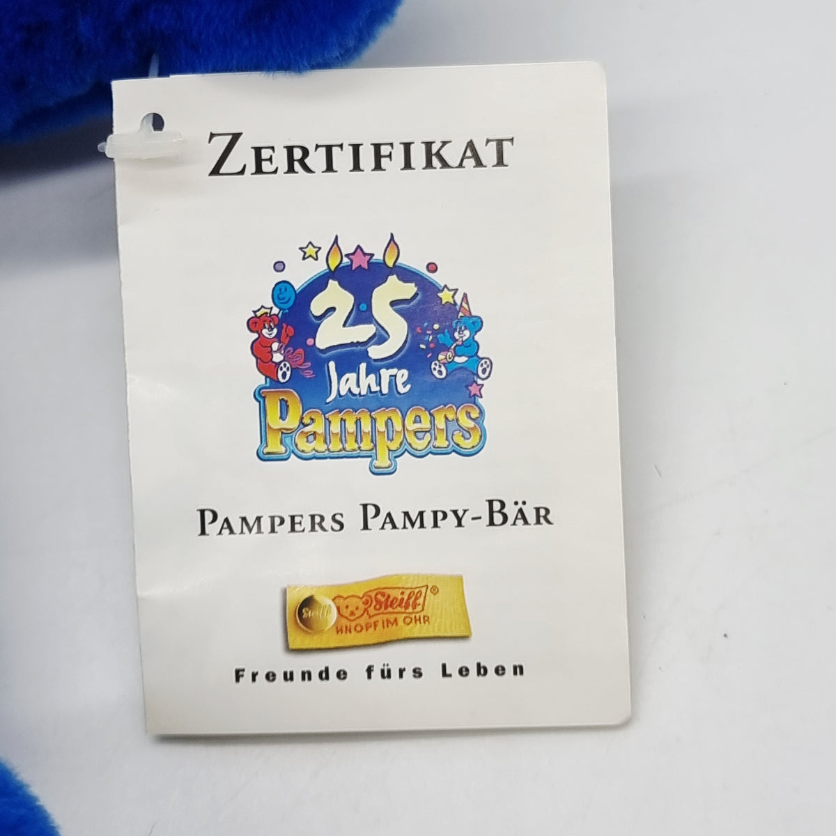 Steiff 996757 Pampers Pamy-Bär Teddybär blau limitiert 5000 Jahr 1998 Zertifikat