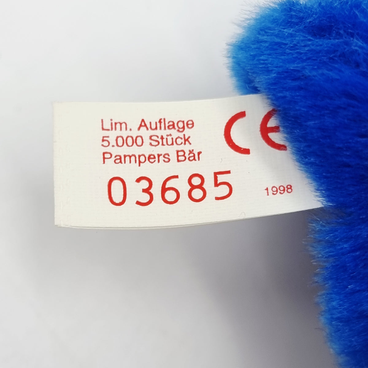 Steiff 996757 Pampers Pamy-Bär Teddybär blau limitiert 5000 Jahr 1998 Zertifikat