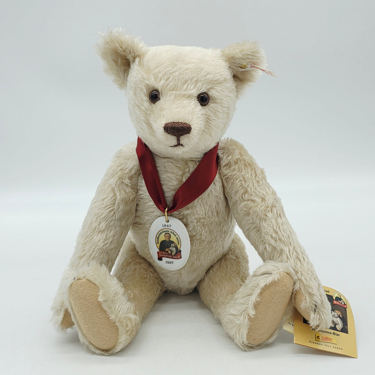 Steiff 670152 Teddybär Jubiläums-Bär 1997 Mohair 40 cm rohweiß