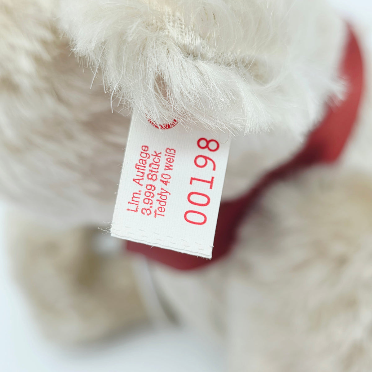 Steiff 670152 Teddybär Jubiläums-Bär 1997 Mohair 40 cm rohweiß
