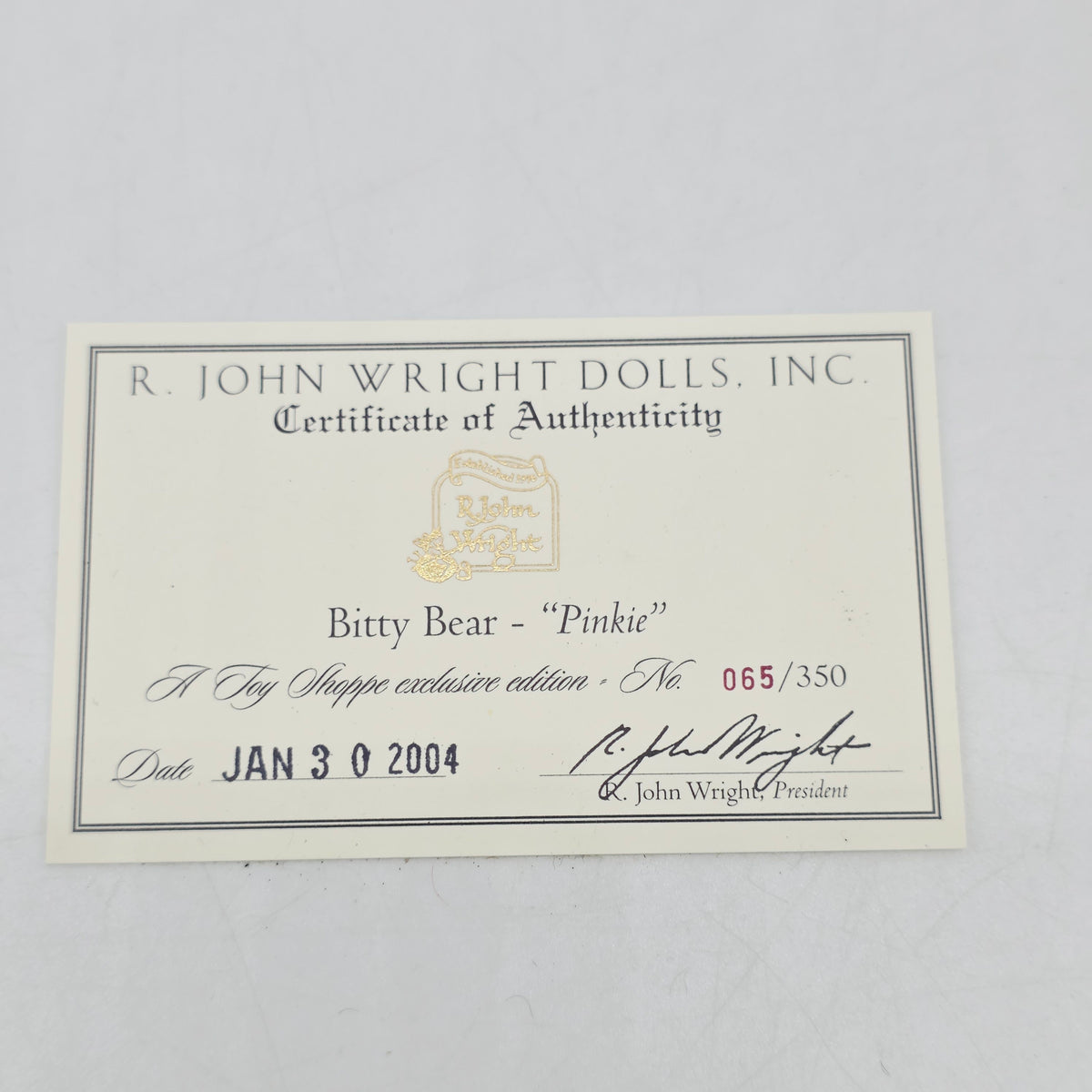 R. John Wright Bitty Bear Pinkie 9 cm Toy Shoppe Exclusive