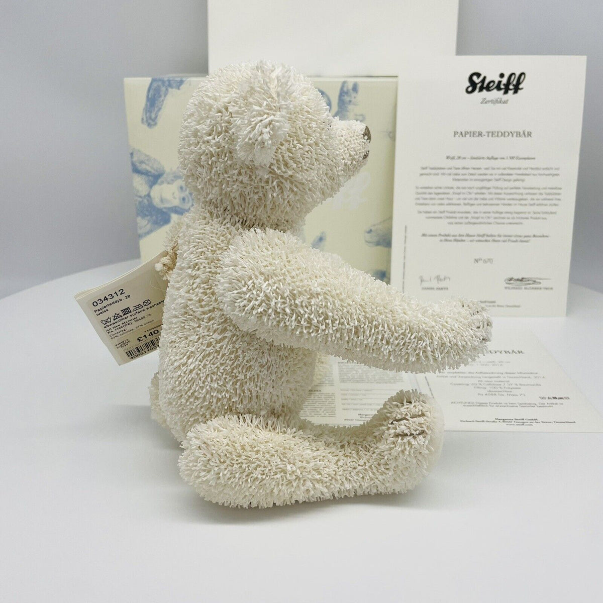 Steiff Papierteddybär 034312 limitiert 1500 aus 2014 28cm Papierplüsch