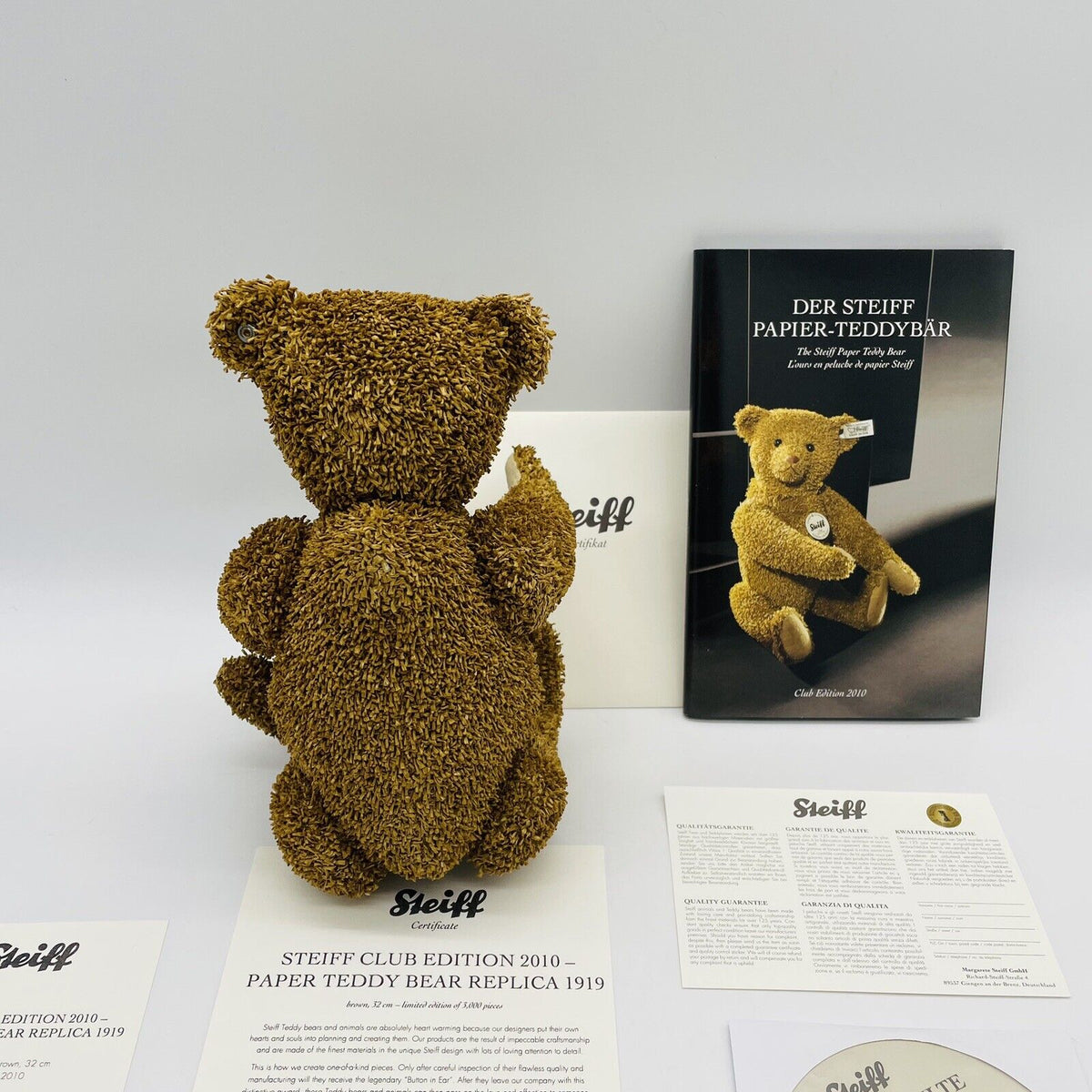 Steiff Club Edition 2010 Papierteddybär 1919 Replica 421099 limitiert 3000