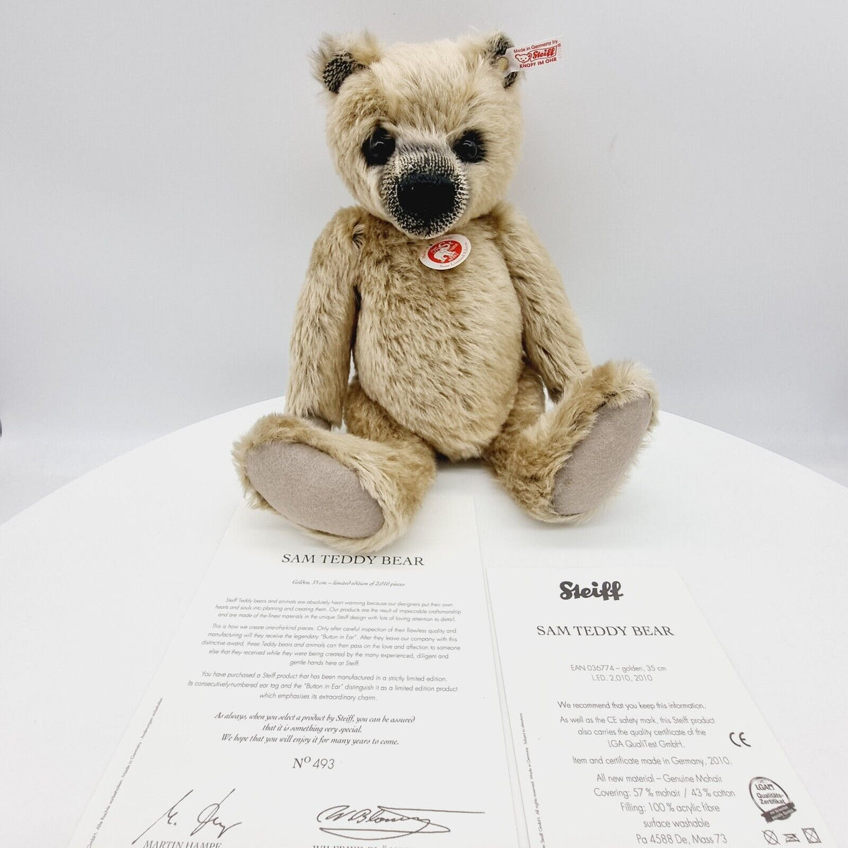 Steiff 036774 Sam Teddybär 35 cm limitierte Auflage Jahr 2010 gold