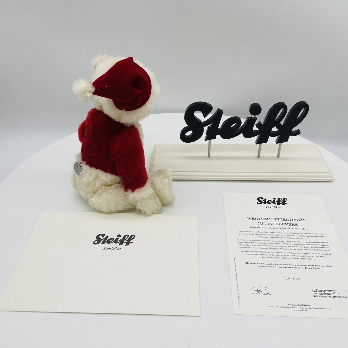 Steiff Weihnachtsteddybär 2012 035333 limitiert 2012 aus 2012 27cm Mohair