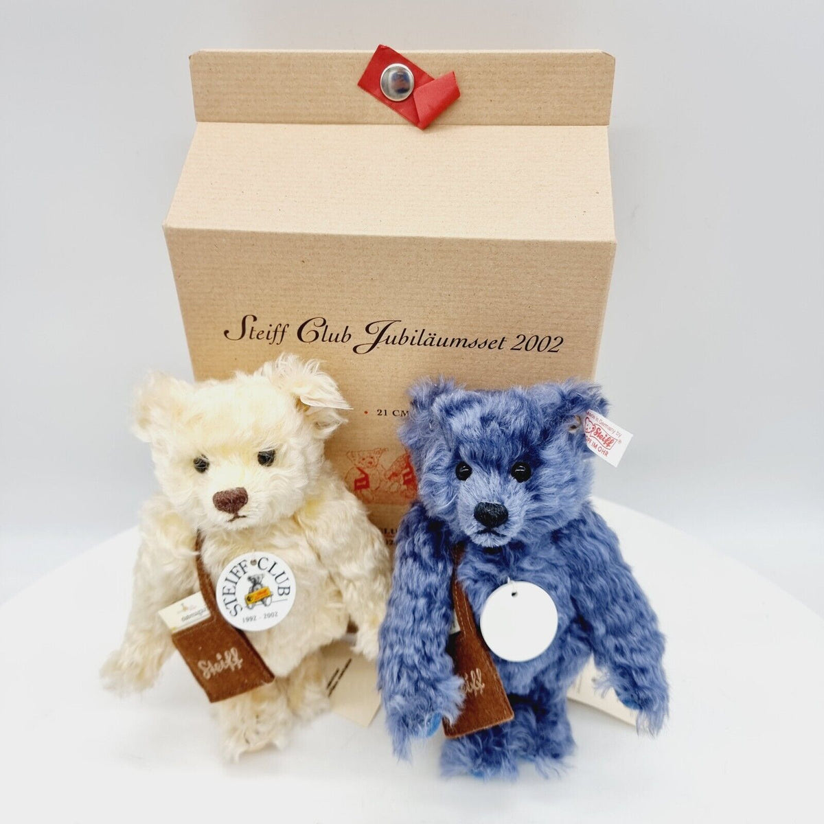 Steiff 420306 Club Jubiläumsset 2002 blau  beige 21 cm