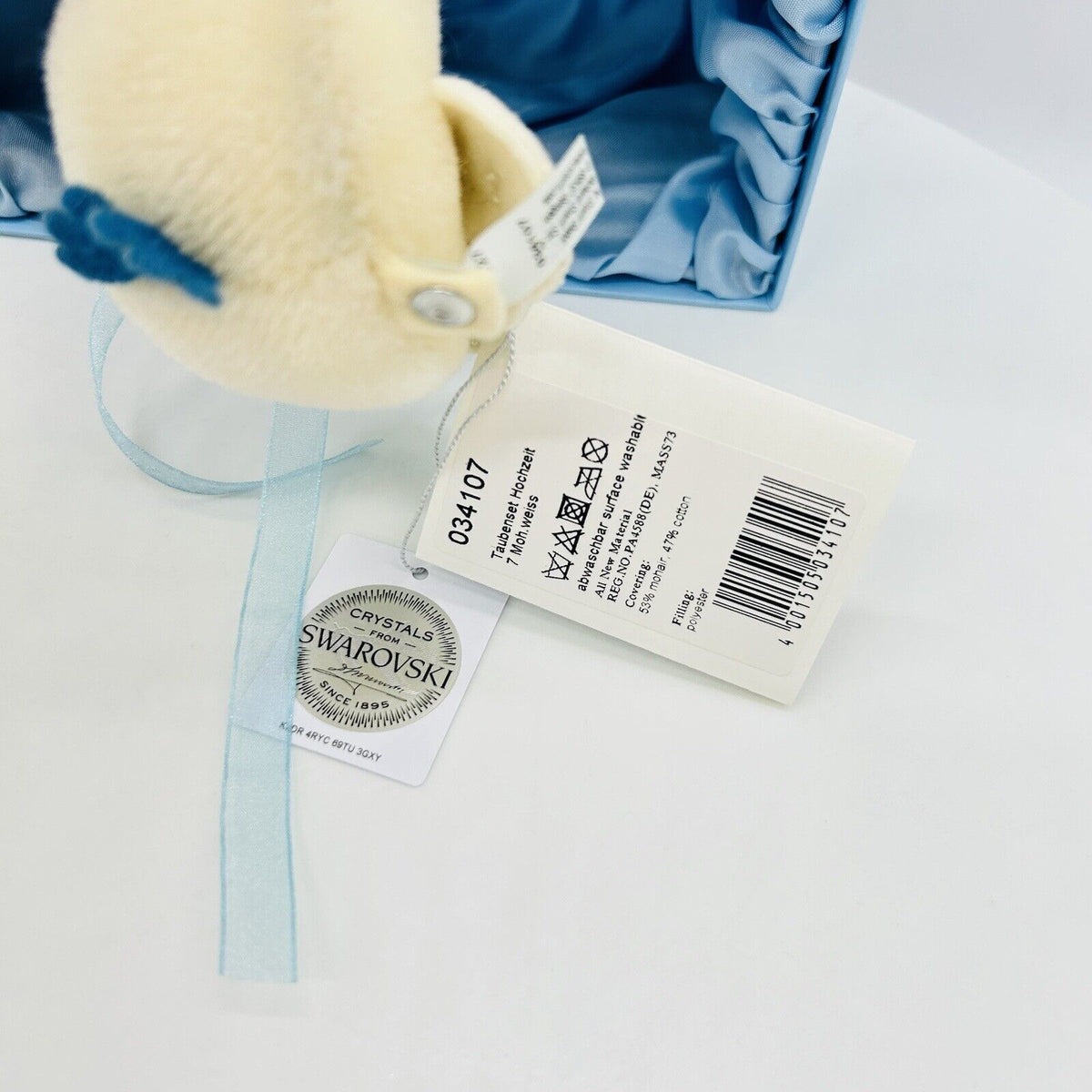 Steiff 034107 Swarovski Taubenset limitiert 7 cm Mohair