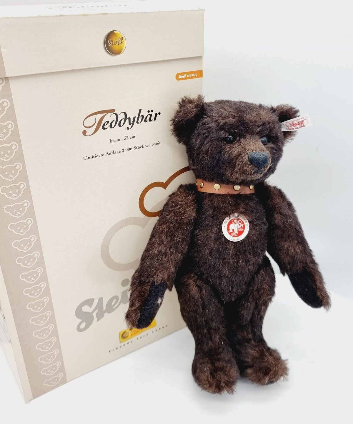 Steiff 038266 Teddybär mit Halsband limitiert 2006 aus 2006 32cm Mohair