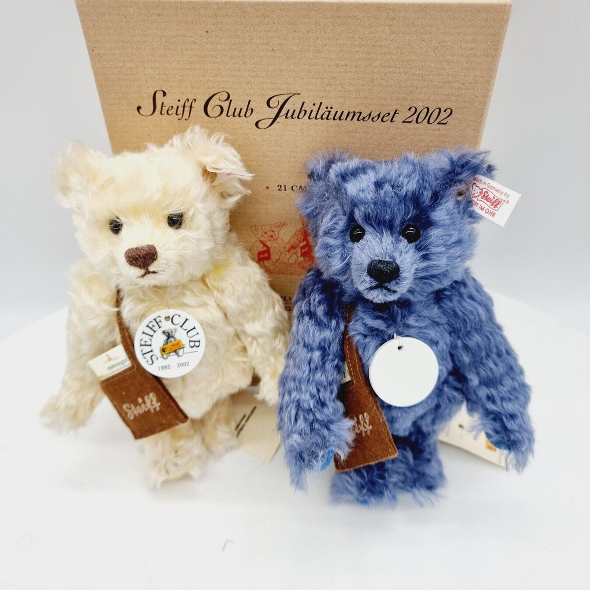 Steiff 420306 Club Jubiläumsset 2002 blau  beige 21 cm