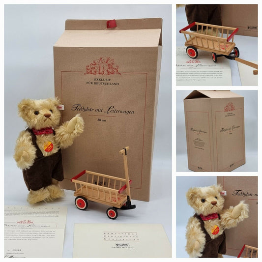 Steiff Teddybär mit Leiterwagen 30 cm 671166 limitiert Zertifikat OVP Sammler