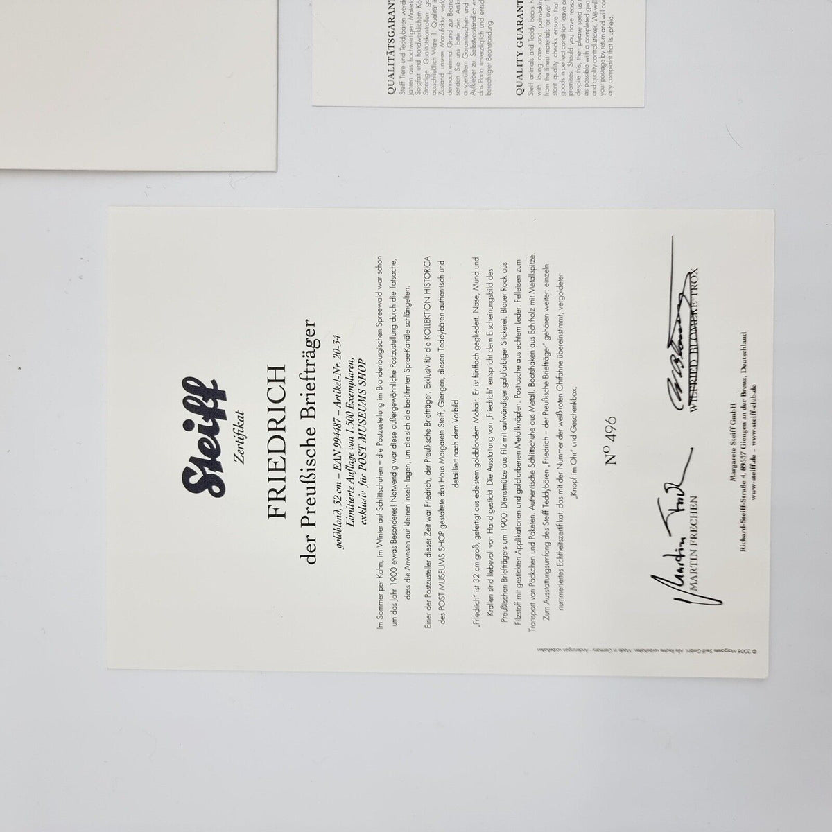 Steiff 994487 Postbär Friedrich der Preußische Briefträger Bär