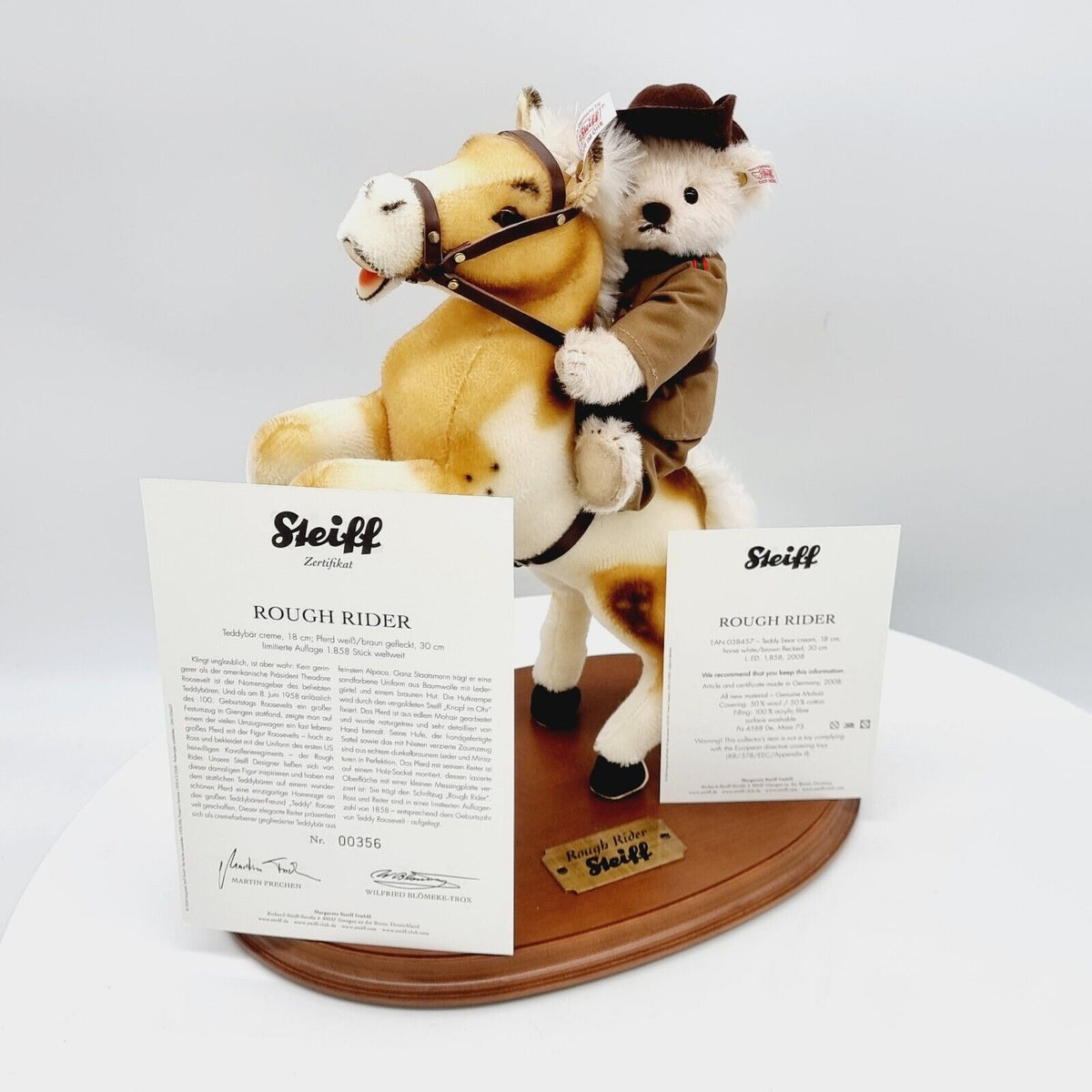 Steiff 038457 Rough Rider limitiert 1858 aus 2008 18 cm und 30 cm Mohair