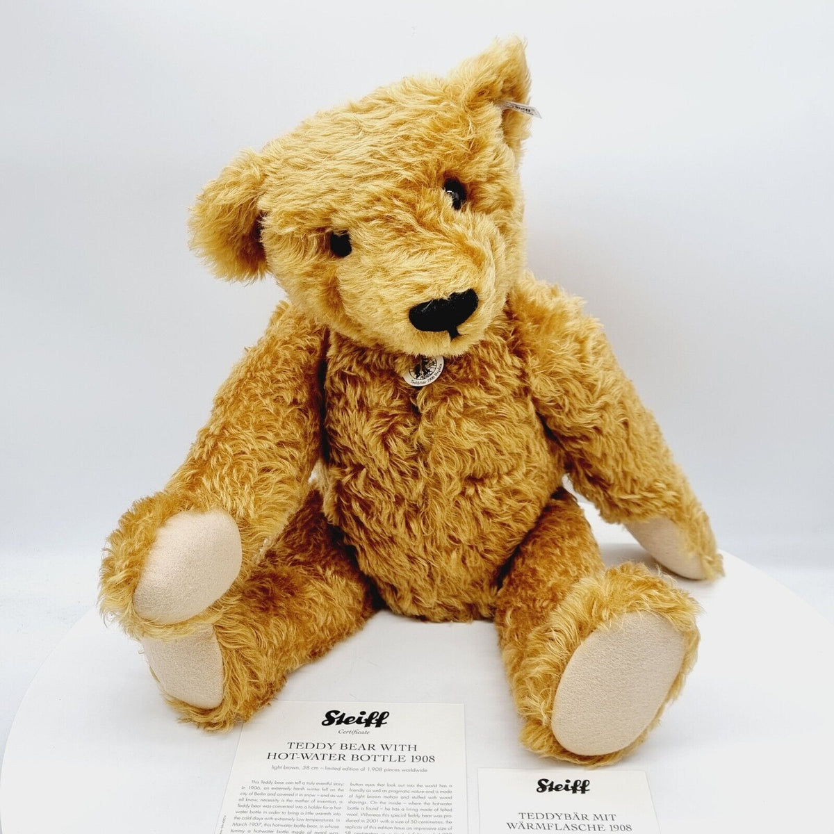 Steiff 408014 Teddybär mit Wärmflasche 1908 Replica limitiert 1908 58 cm Mohair